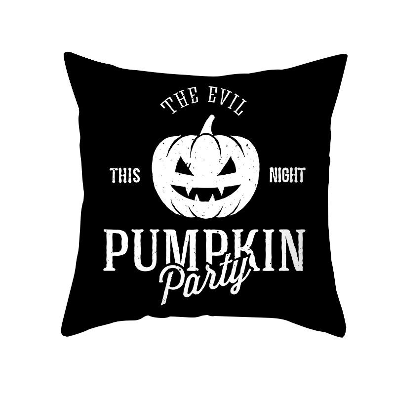 New Nordic Halloween Throw Pillow Cover Black Letter Print Sofa Cushion Cover Cushion Cover Home