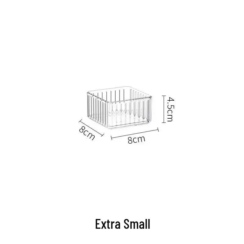 Transparent Acrylic Desktop Organizer with Drawer Dividers for Cosmetics and Stationery.