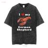 I Love My German Shepard T Shirt Funny Weird Lobster Silly Ironic vintage Washed streetwear Comfortable Soft Slightly homme