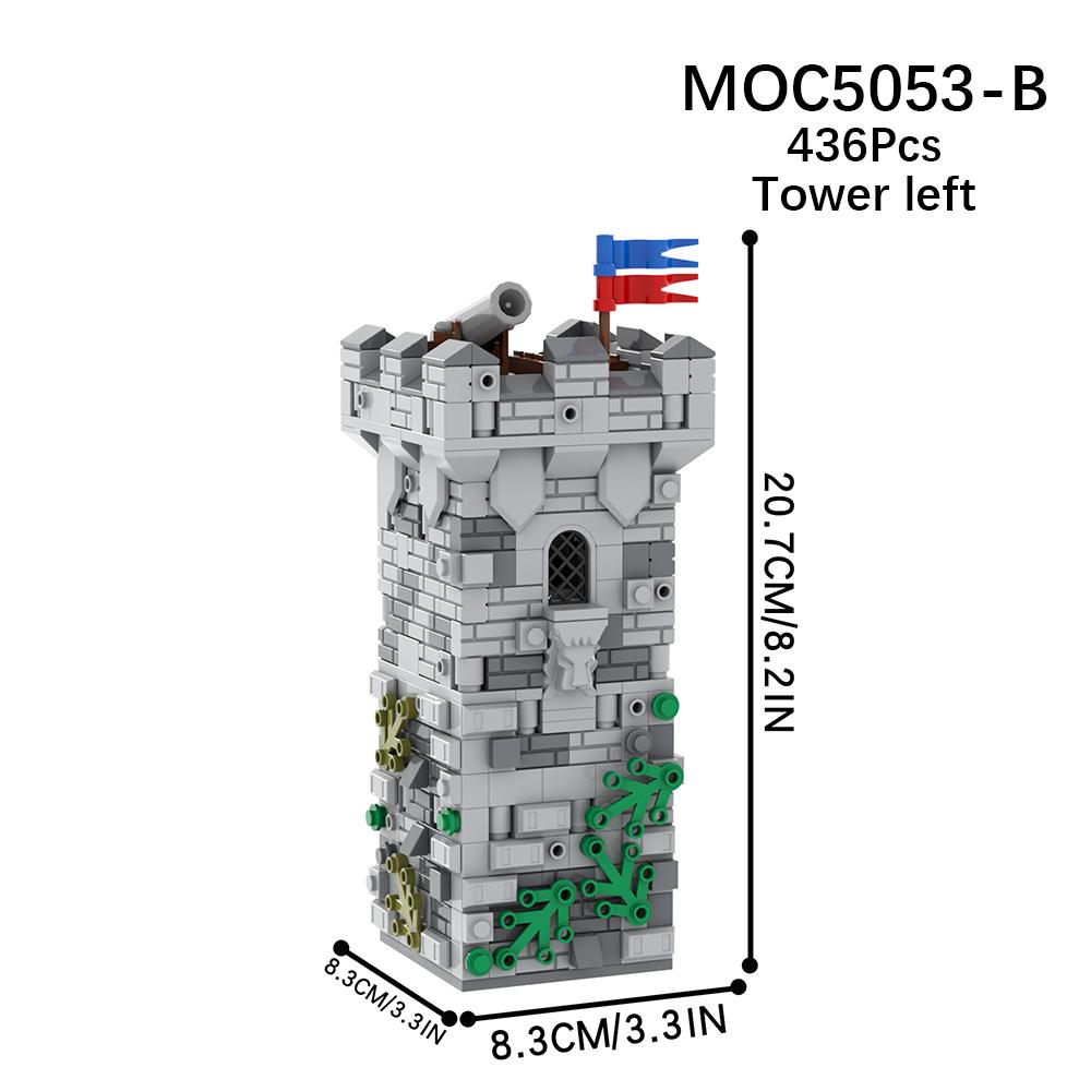 MOC Middle Ages Military Ladder Gate Siege Vehicle Watch Tower Building Block Battlefield War Street View Toys For Children Gift