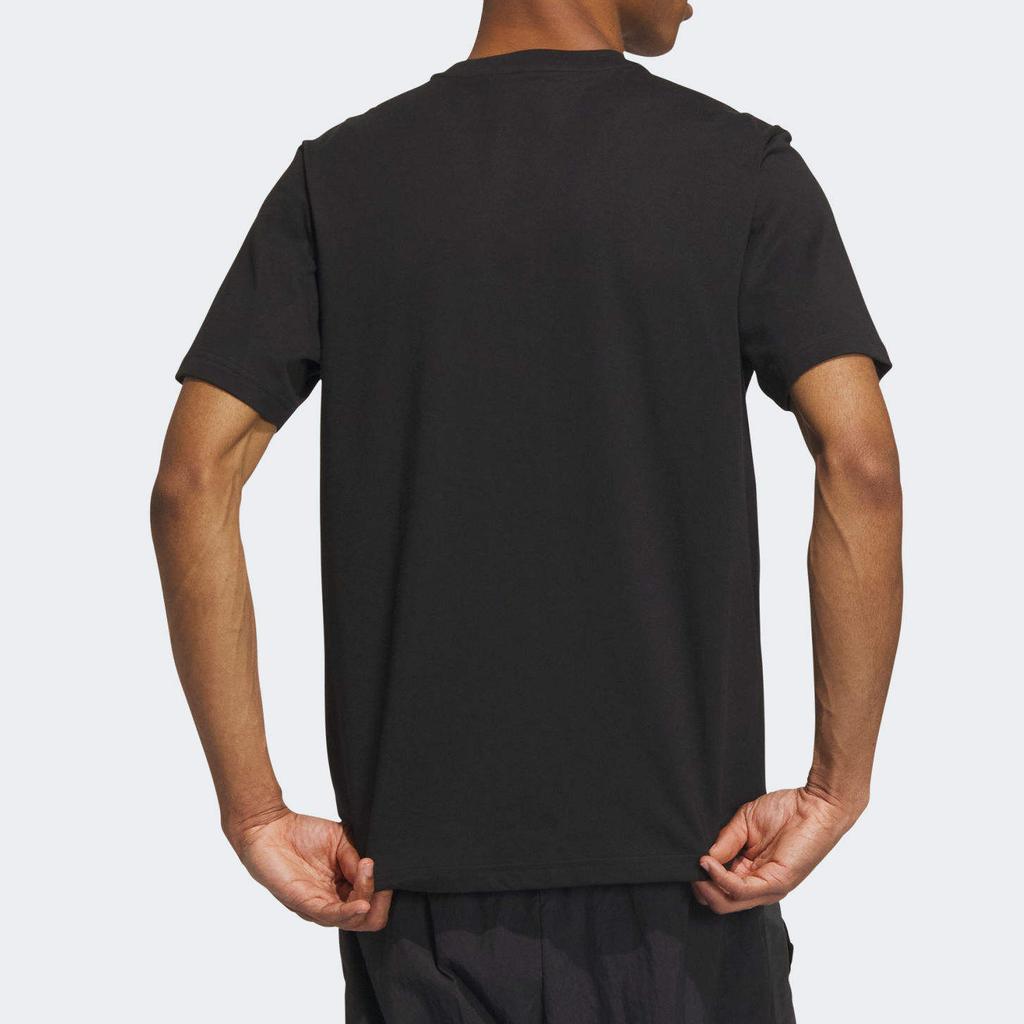 Adidas Solid Color Logo Casual Crew Neck T-Shirt Unisex Tops Black IT4339