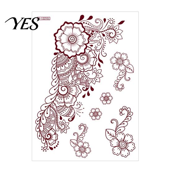 Temporary Tattoo Stickers Red Henna Kit, Waterproof Tattoos Stickers, Easy Apply for Women Wedding Party Festival Decorations Non-irritating M