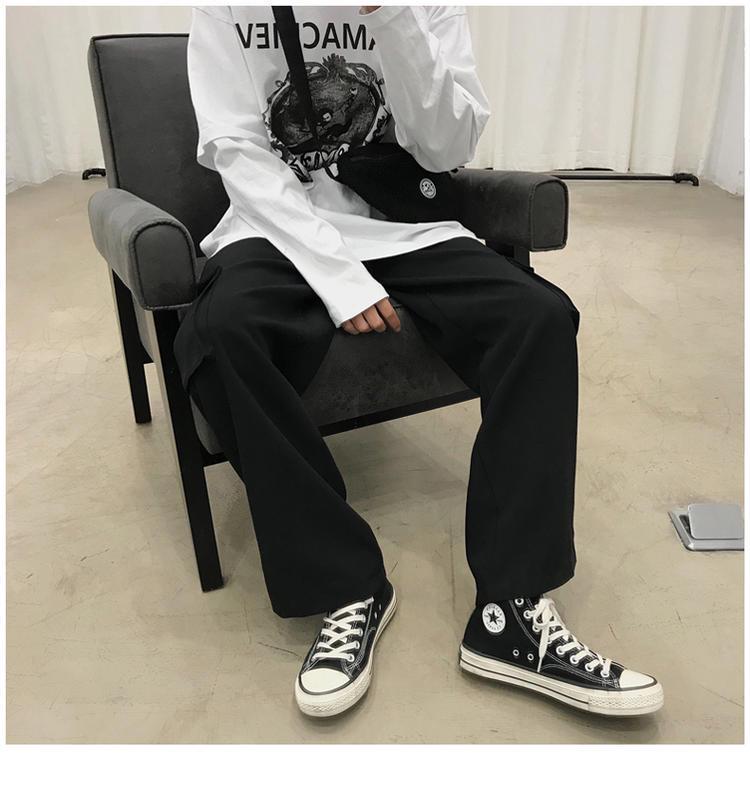 Men's Korean Style Loose Wide-Leg Cargo Pants with Drapey Fit - Retro Trendy Casual Trousers