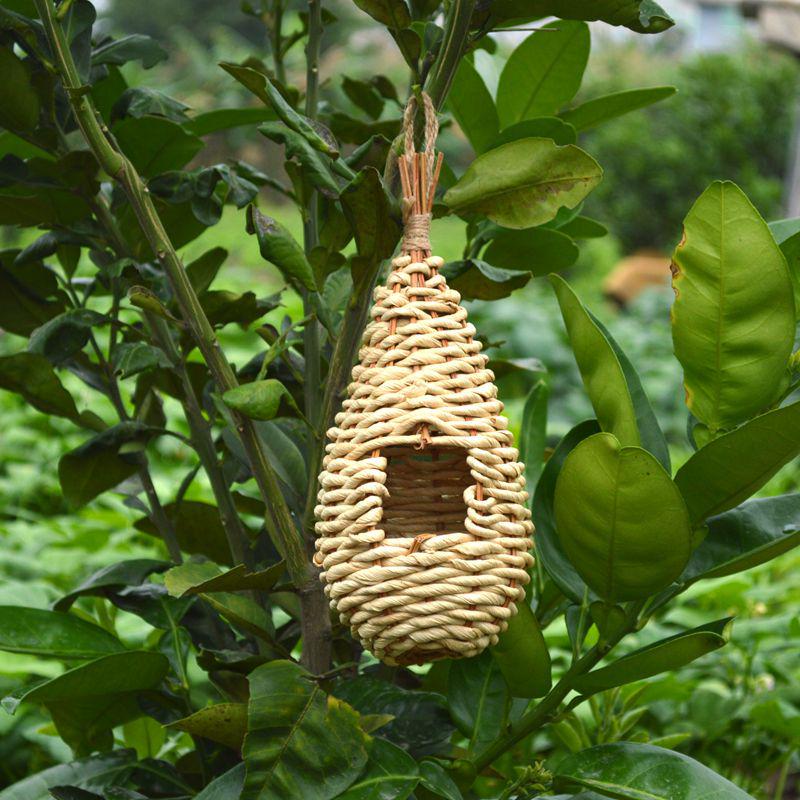 Handmade Straw Woven Bird Cage - Outdoor Hanging Bird Nest House Decoration