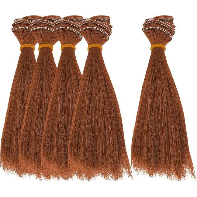 DICOSMETIC 5 Adet Bebek Peruğu Bebek Saçı 15.5cm Düz Kısa Bebek Saçı Yüksek Sıcaklık Fiber Bebek Saçı Atkıları Bebek Yapım Kitleri Bebek Saç Uzantıları Buğday