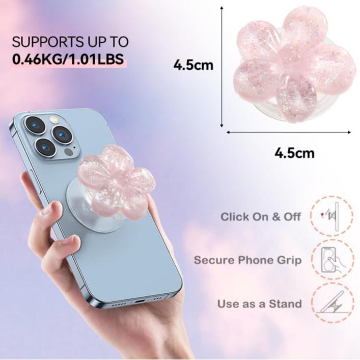 Soporte de Teléfono Retráctil Transparente Floral Japonés con Airbag para Visualización Estable en Escritorio