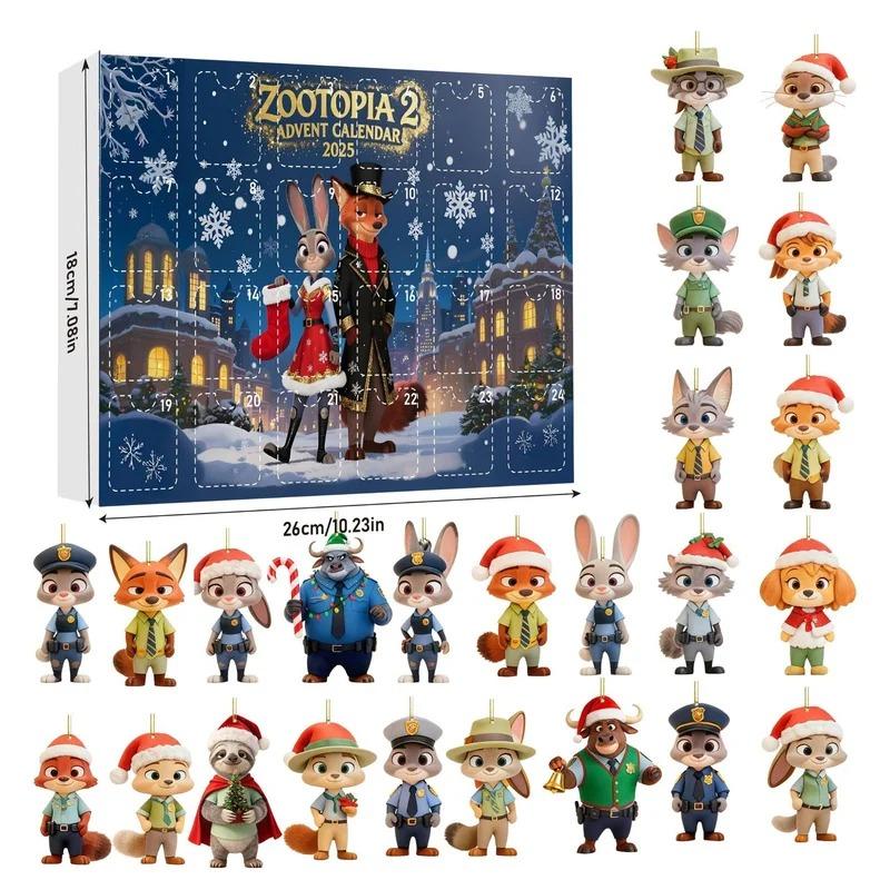 Christmas Zootopia Nick Judy Comes Advent Calendar 24 Days Christmas Countdown Calendar Blind Box Christmas Tree Decor Pendant