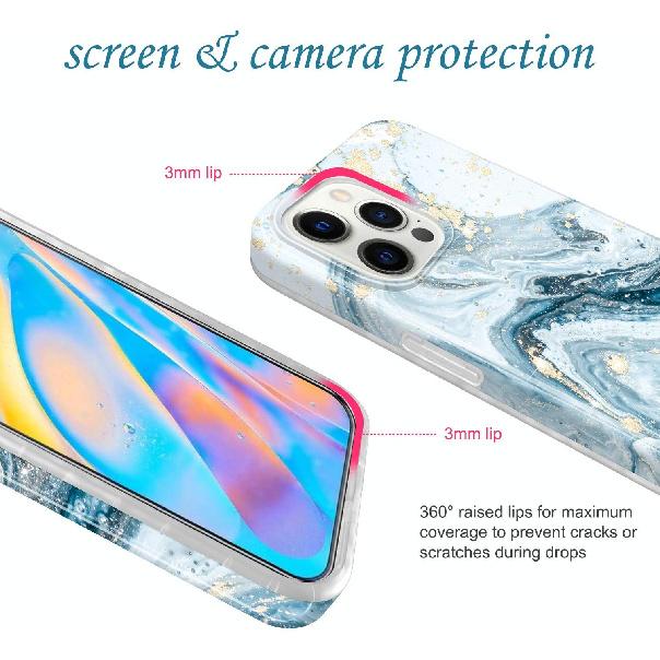 JIAXIUFEN Złoty Błyszczący Pokrowiec Kompatybilny z iPhone 12 Pro Max Wzór Marmuru Cienki Odporny na Wstrząsy Miękki Silikonowy Gumowy Pokrowiec na Telefon 6.7