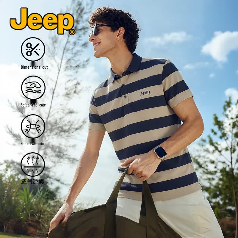 JEEP Men s Lightweight Striped Short-Sleeve Polo Shirt 4XL