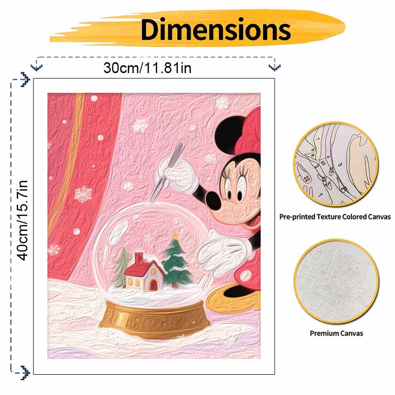 Disney Digital Oil Painting Christmas Snow Globe Hand Painting Home Decoration Painting