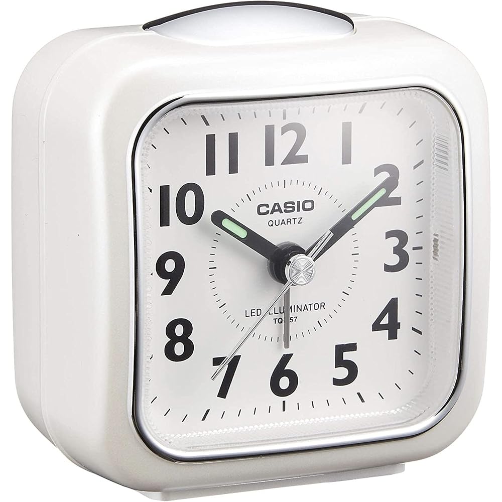 CASIO Alarm Clock, Table Clock, Analog, Small, with Light, White, Simple Design, TQ-157-7BJF