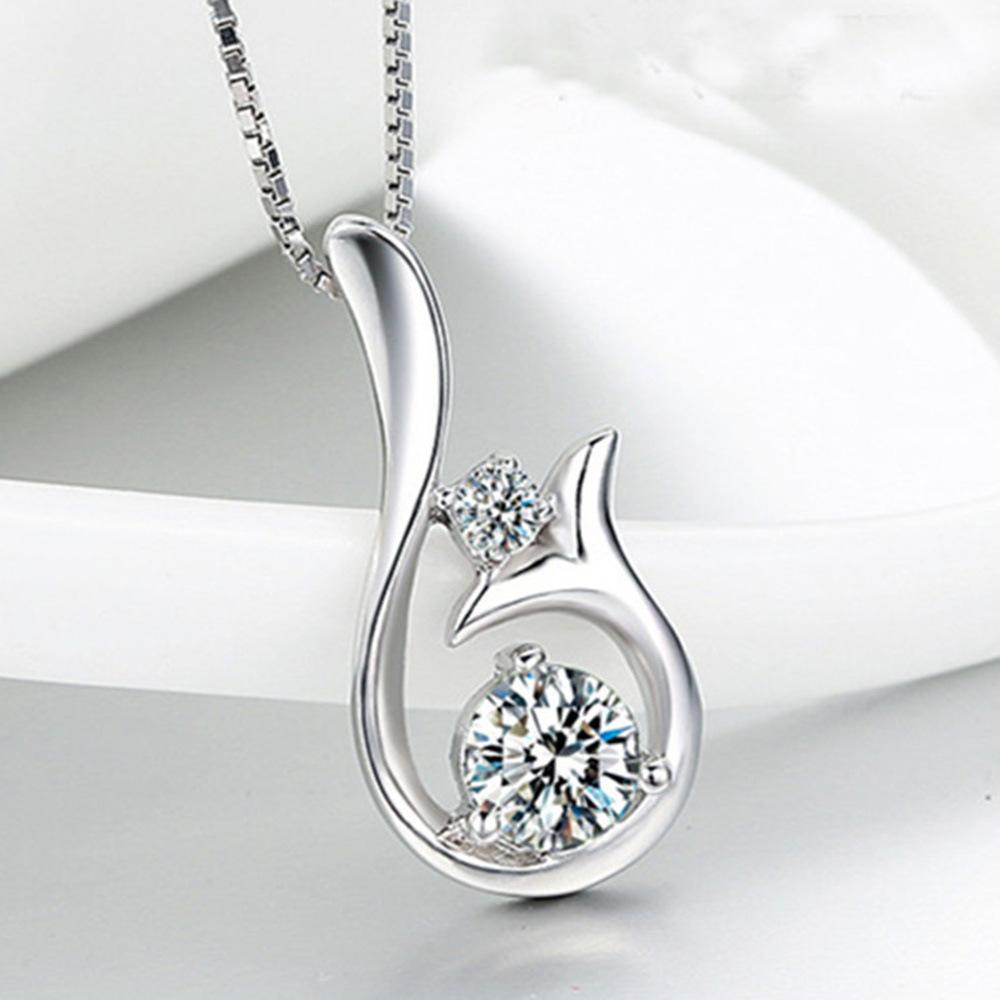 Weihua Women'S Necklace Swiss Diamond Mermaid Pendant Women'S Short Clavicle Chain Silver Plated Jewelry