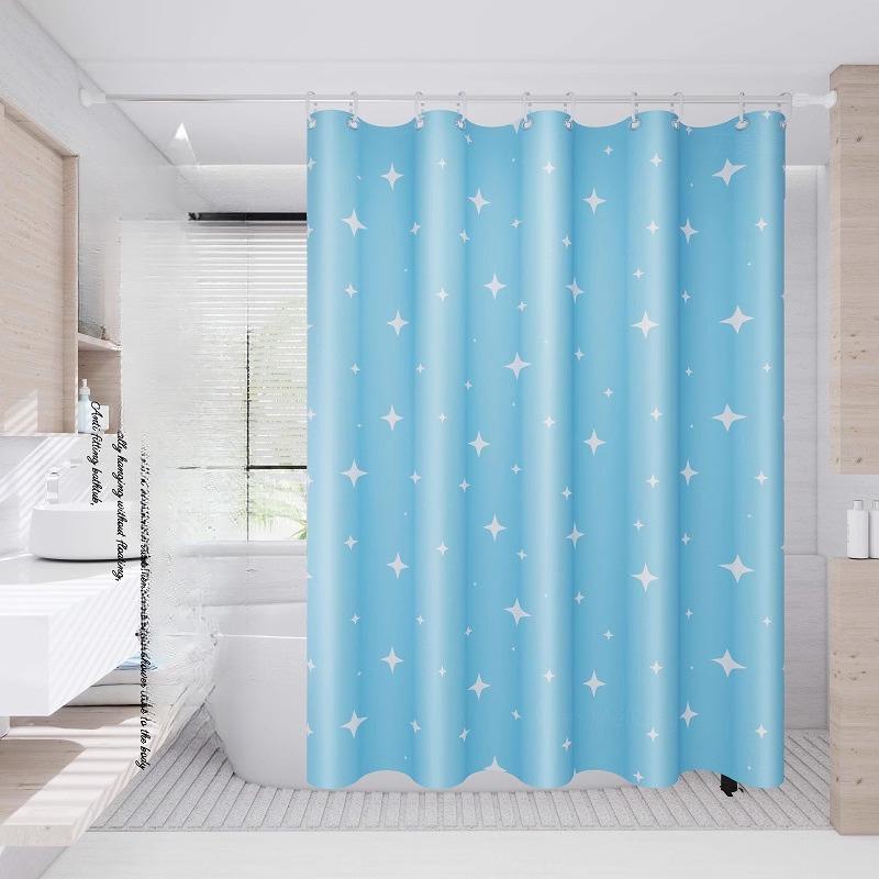 Transparent Waterproof Shower Curtain Bathroom Translucent Partition Curtain Easy Clean Wipe Mildew Proof Curtains with Hooks