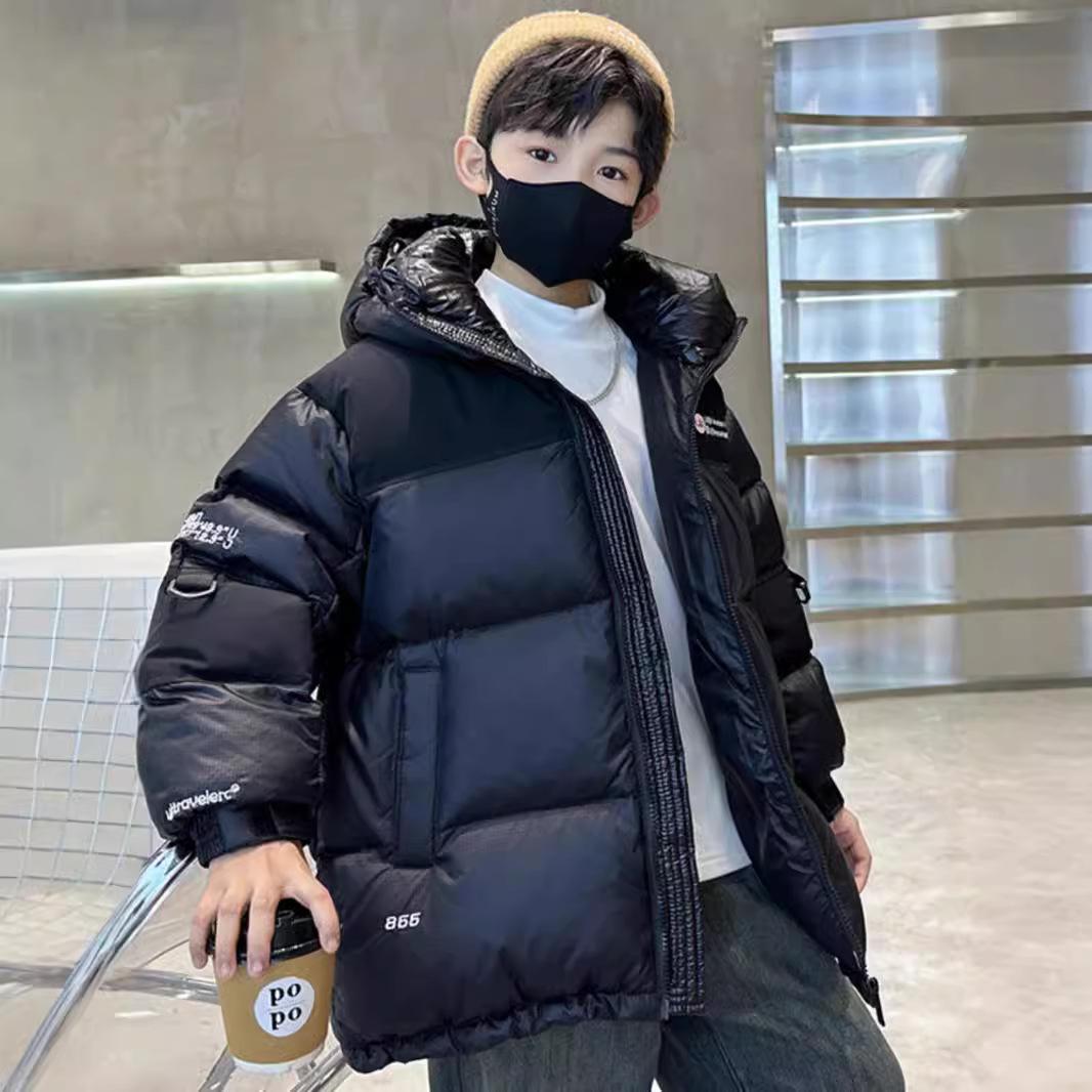 

Мальчики Пуховик и Хлопковая Куртка Ветровка Верхняя Одежда Милый Утолщенный Зимний Осенний Теплый Подростковый Рождественский Подарок Детская Одежда 120 чёрный