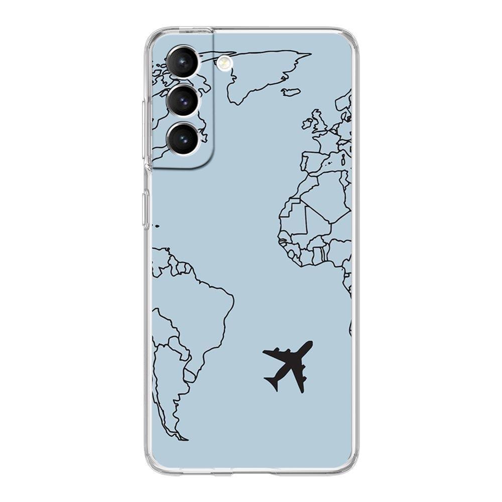 

Fashion Planes World Map Travel Phone Case For Samsung Galaxy S23 Ultra S22 5G S20 S21 FE 5G S10E S9 S8 S10 Plus Clear Cover Samsung S9