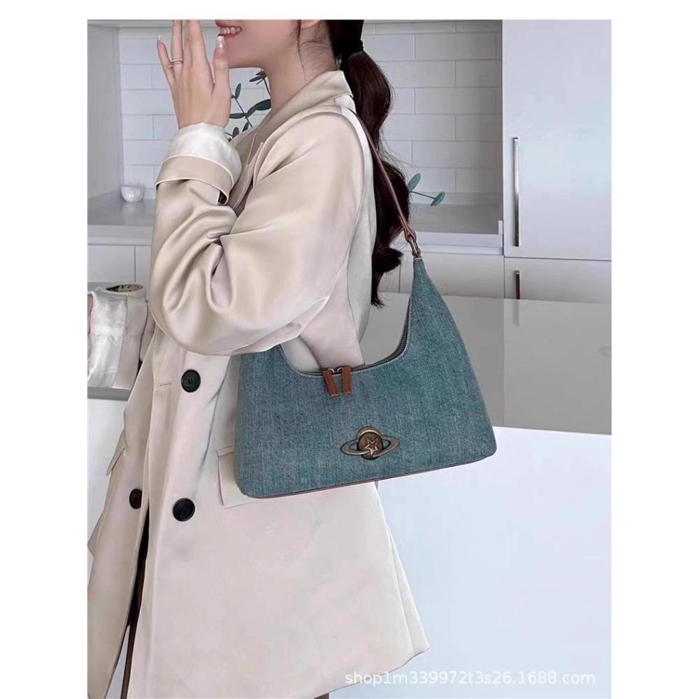 Джинсовая нишевая сумка под мышку женская 2025 весна-лето новая высококачественная текстурированная ретро плечевая сумка-тоут для commuters