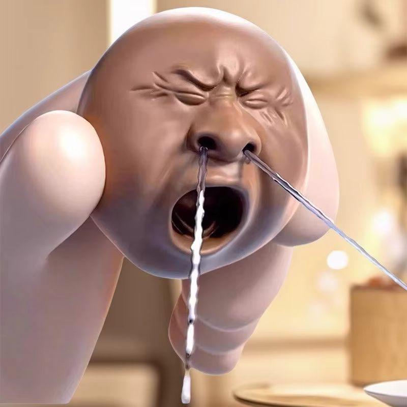 3pcs Trick Facial Yawning Water Spray Toy - Pinch Relaxation Portrait Pressure Nose Spray Gun Play Water Battle Stress Relief