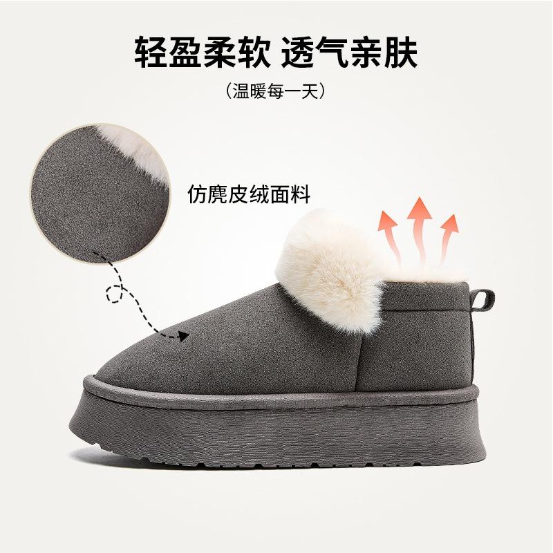 Cross-border New Warm Home Cotton Shoes Autumn and Winter Indoor Home Non-slip Cotton Slippers Outer Thick-soled Plush Short Boots