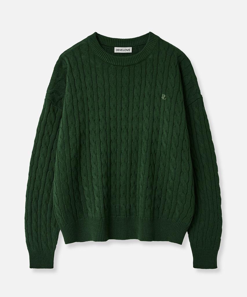 Dibellobeu Soft Round Overfit Cable Knit_Green