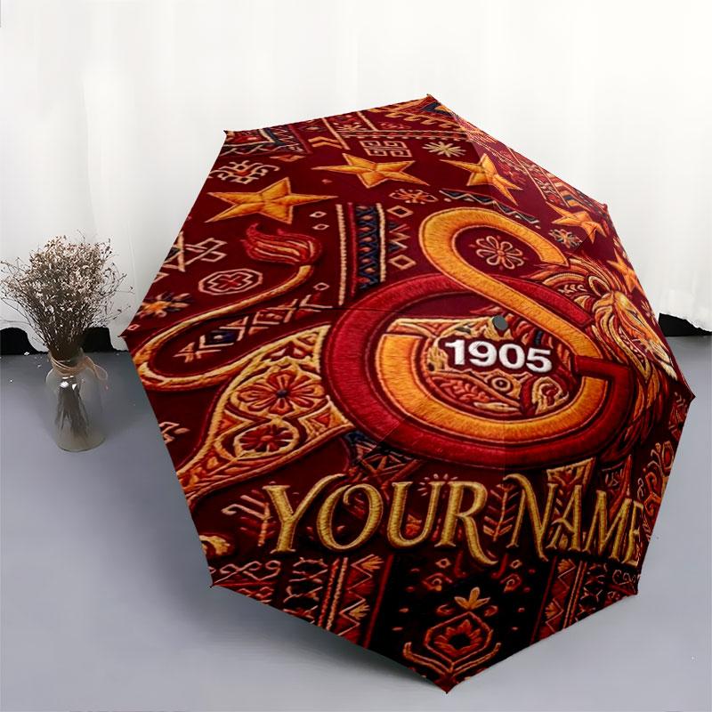 1 PC Automatic Folding Umbrella - Galatasaray S Custom Name Pattern, Portable & Foldable Design with 8 Ribs, Christmas Birthday Gifts