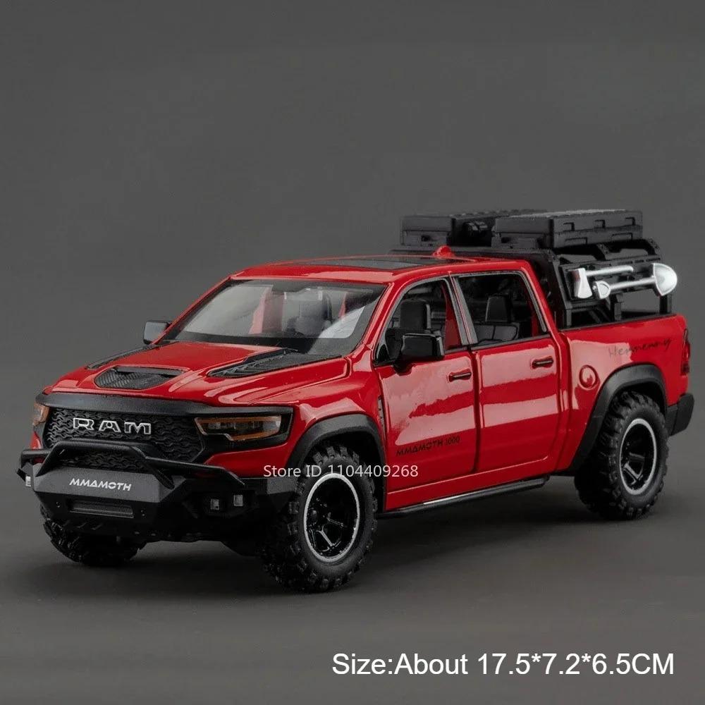1:32 HILUX RAM MAMMOTH Model Car Toy Alloy Diecast Sound Light Pull Back Shock Absorption Off-road Pickup Vehicle Boys Gifts