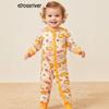 Baby Bamboo Fiber Long Sleeve Romper - Donut Egg Print Newborn Infant One-Piece Pajama Homewear