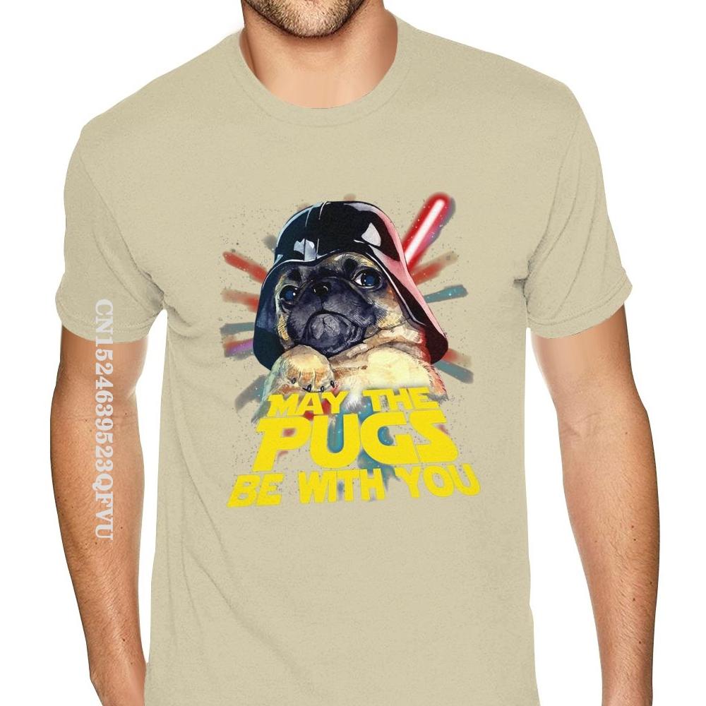 May The Pugs Be With You Tees Shirt Guys Oversized T-Shirt Men's Gothic Anime Tshirt Fashionable Brand Top Vintage Tee Shirt