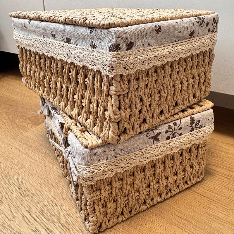 Household Rattan Woven Storage Box For Toys Snacks And Miscellaneous Items Desktop Cosmetic Storage Box