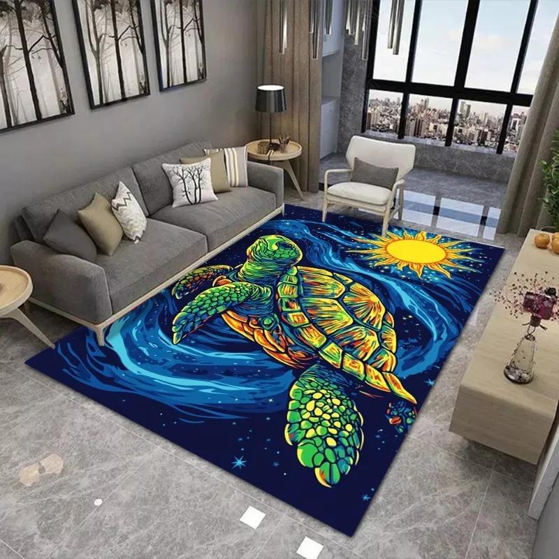 Turtle Printing Large Carpet Anti Slip and Wear-resistant Used in Living Rooms Mat Bedrooms and Other Scenes Soft Rug Beautiful