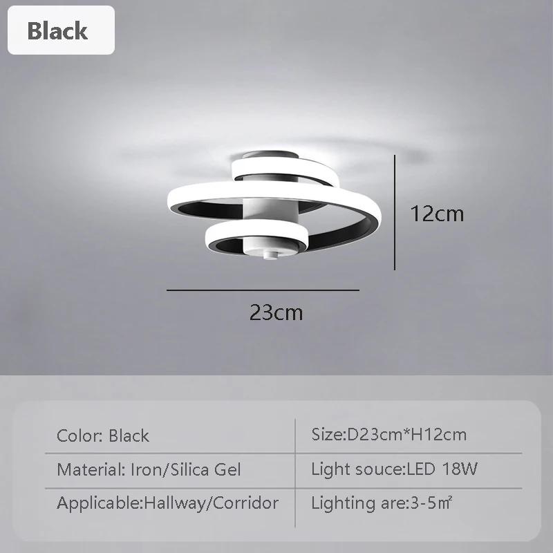 

Світлодіодний стельовий світильник Сучасне освітлення коридору Лампи Чорний Білий Спіральний світильник Сходи Балкон Вхід Домашній декор Освітлення Люстра Cool White