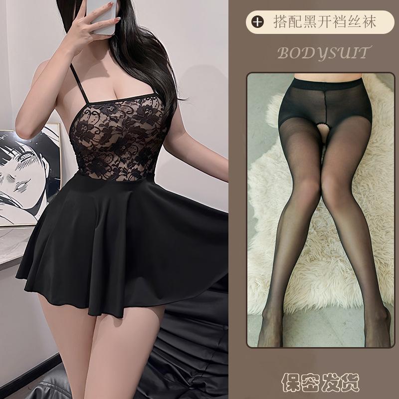 Sex underwear pure lust transparent suspender large size sexy suit lace nightdress splicing nightdress home girl
