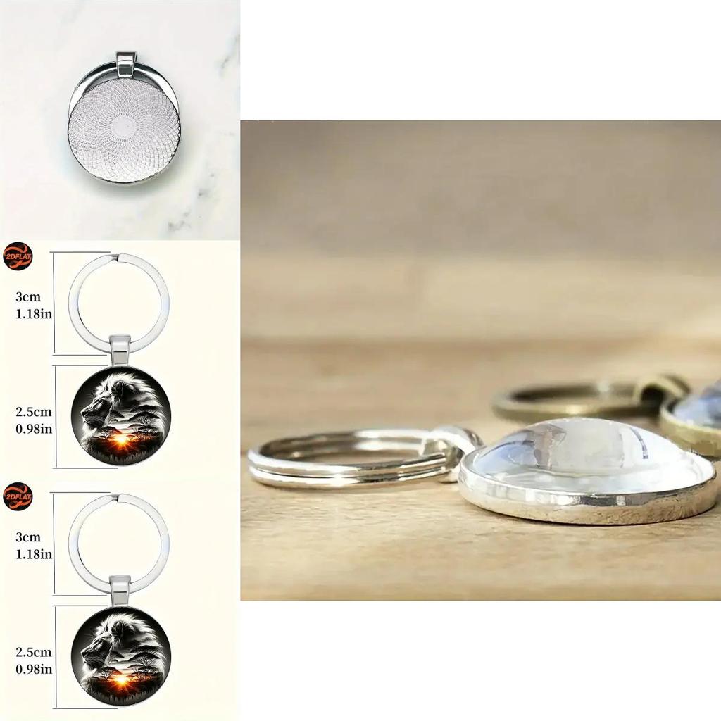 Lion Pattern Pendant Keychain With Silver Zinc Alloy For Festive Gift Ideas