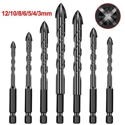 3-12mm Cross Hex Tile Drill Bits Set For Glass Ceramic Concrete Hole Opener Brick Hard Alloy Triangle Bit Tool Kit