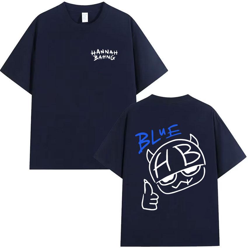 Summer Funny Hannah Bahng Blue Graphics Tshirt Streetwear Men Cotton Quality Short Sleeve Fashion TShirt Cozy Oversized Clothes
