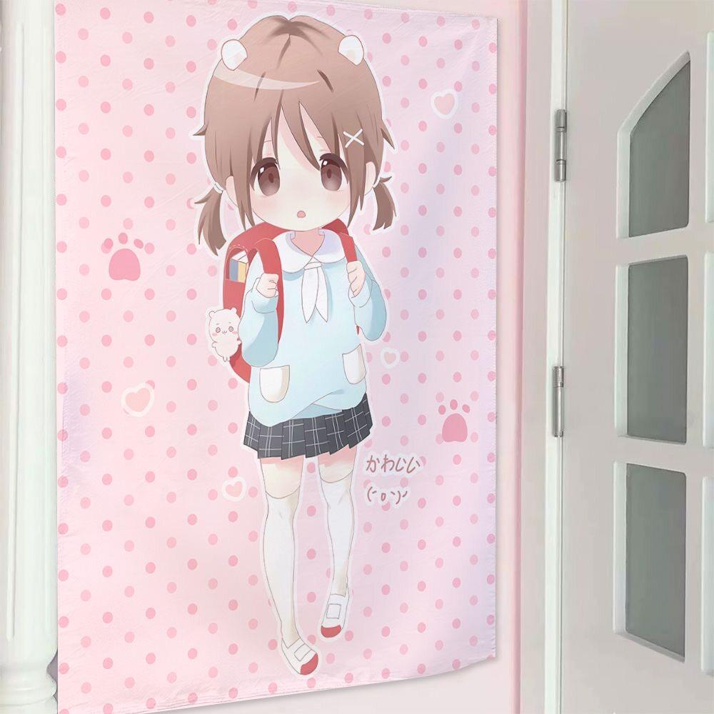 

Pink Kawaii Anime jk Girl Tapestry Ins Style Pink Series Room Decor Aesthetic Wall Background Cloth For Bedroom 74x94cm(29x37in)