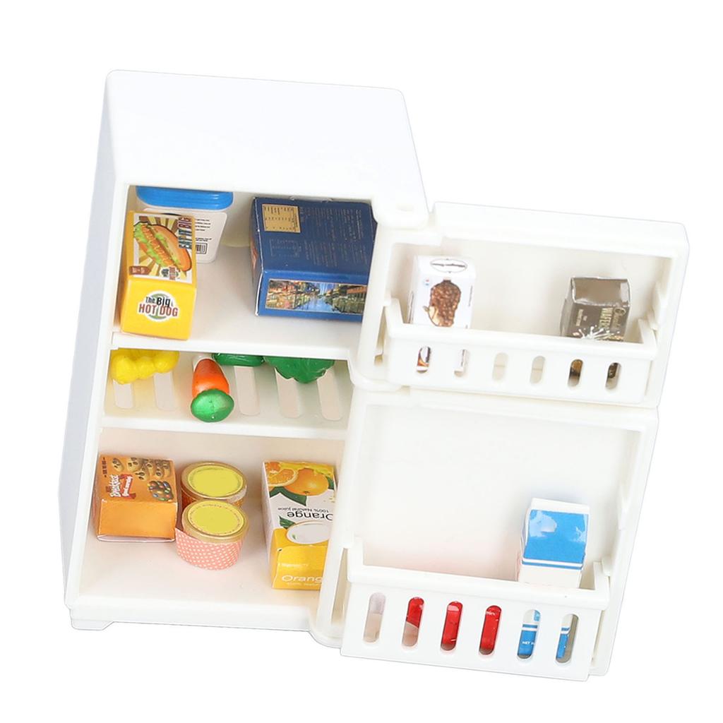 1 : 18 Dollhouse Miniature Refrigerator Cartoon Cute Dollhouse Fridge Model Decorative Miniature
