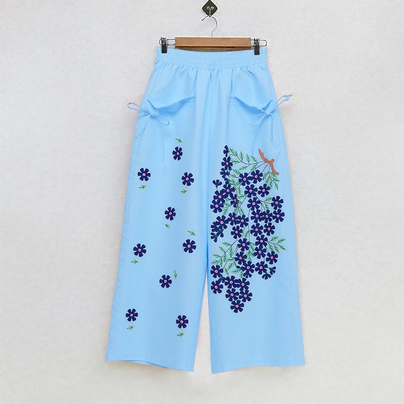 

ZANZEA Женские свободные повседневные летние укороченные брюки с цветочным принтом 5XL светло-синий