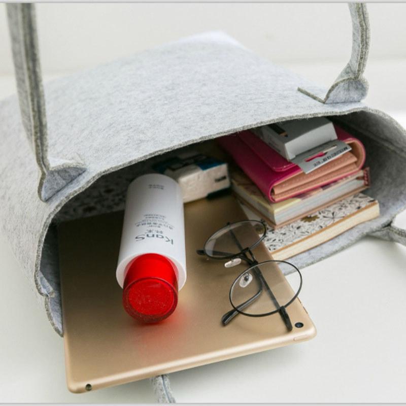 Fashionable Gray Felt Shopping Bag With Sturdy Construction And Chic Look