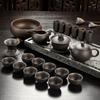 Clássico Yixing Purple Sand Tea Set Preto/Vermelho Cerâmica Kung Fu Bule Xícara de Chá Artesanal Gaiwan Terrina Cerimônia do Chá (Não inclui mesa de pedra)
