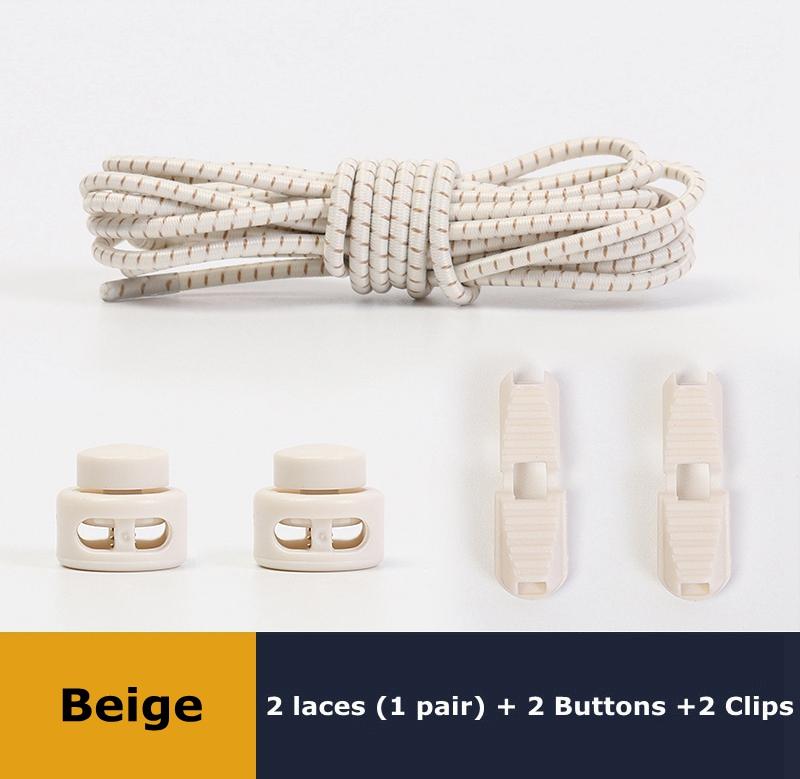 Lacets sans nœuds Lacets sans cravate Baskets Plastique Verrouillage solide Élastique Rond Lacets de chaussures pour Enfants Adultes Personnes âgées Taille unique