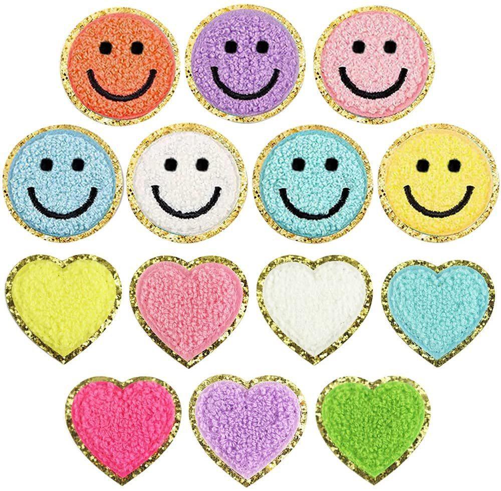 Towel Embroidery English Letter Embroidery Cloth Sticker Smiley Face Patch Sticker Ironing Chenille Rainbow Love Lightning Embroidery Sticker