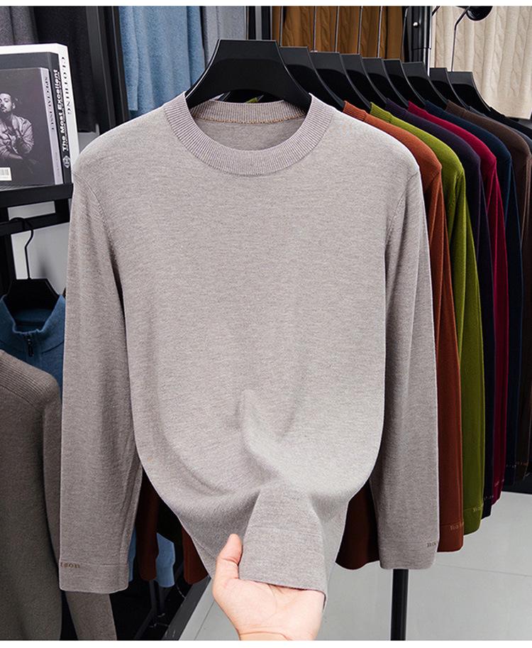 2025 Men's Lightweight Solid Color Round Neck Sweater, Long-Sleeved Knit for Spring/Autumn