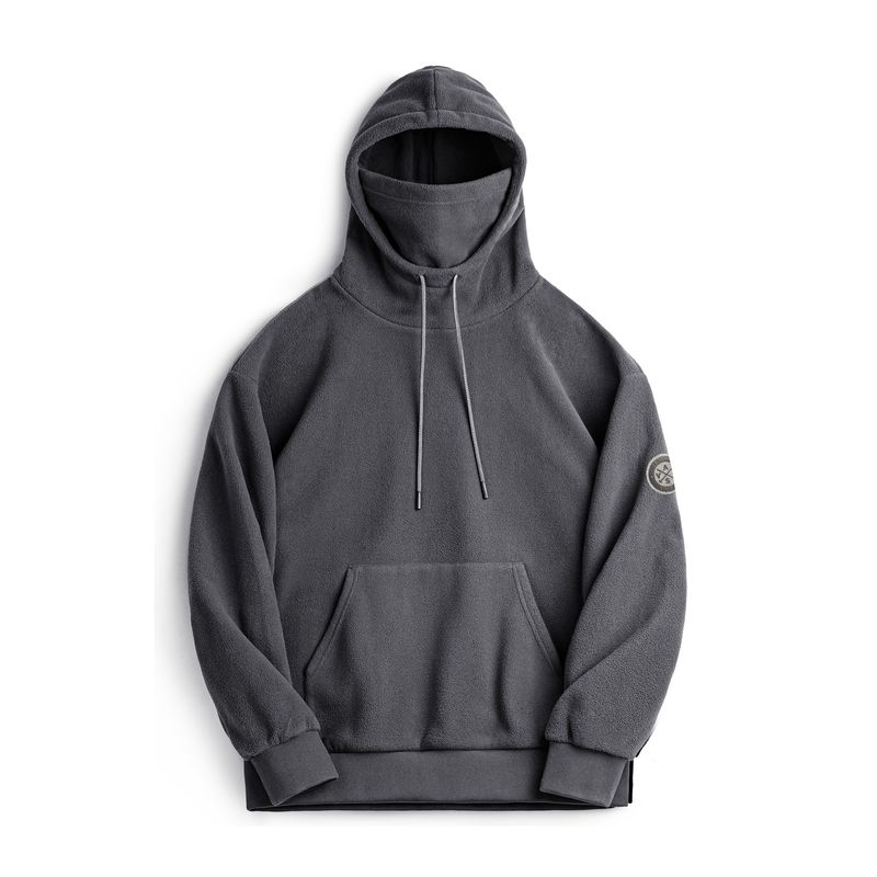 Madden Parka American Casual Polar Fleece Balaclava Hooded Sweatshirt Windproof Pullover Mask Tops Men's Autumn