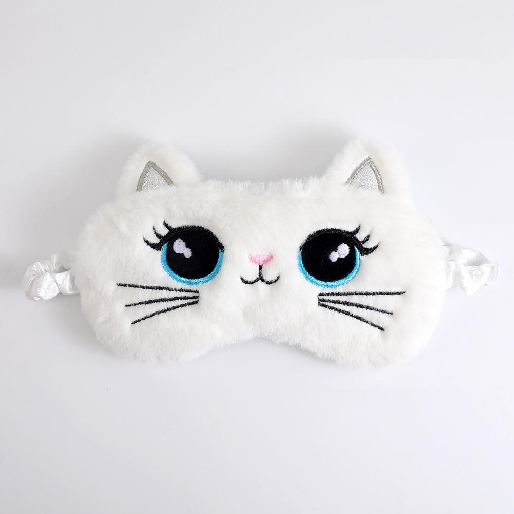 

1Pc Cartoon Cat Colorful Plush Eye Mask Embroidery Cute Pattern Sleep Blackout Breathable Eye Mask