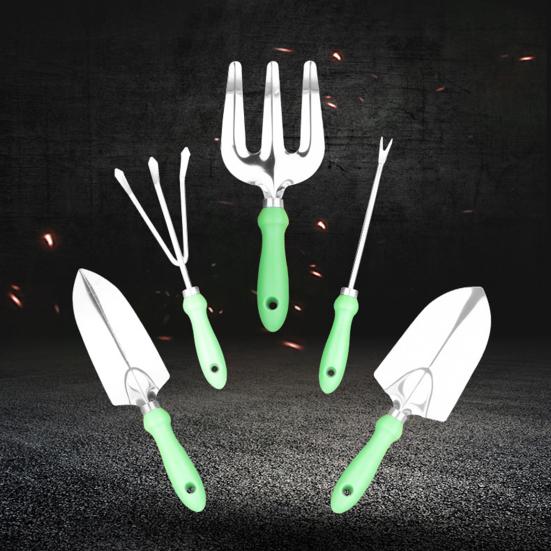 Gardening Tool Set Stainless Steel Trowel with Non-Slip Handle Transplanter Tool Hand Rake with Storage Tote Gift