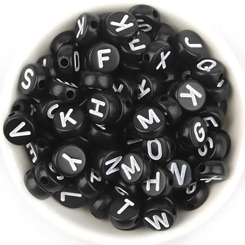 100pcs/Lot Mixed Round Flat Acrylic Letter Beads Alphabet Digital Cube Loose Spacer Beads For Jewelry Making Diy Bracelet