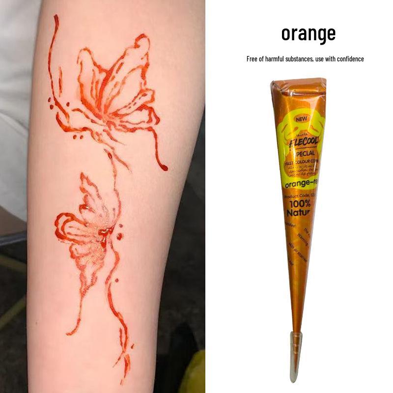 Henna Flower Tattoo Cream: Waterproof, Semi-Concealing, Hand-Painted Pigments