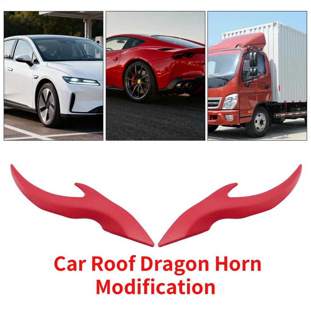 Car Dragons For Roof 2 Pieces Car Roof Decor Horn No-Drill Modification Attachment 3D For Bike Motorcycle Truck Atv Golf Cart