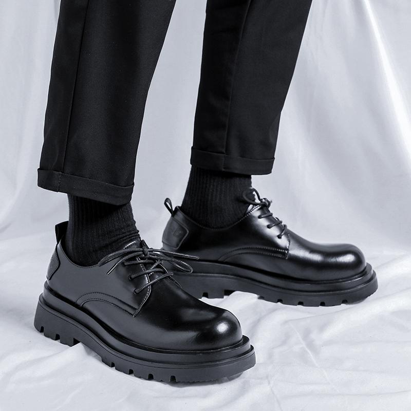 New Luxury Brand Platform Shoes Men Genuine Leather Loafers Shoes Thick-soled Black Business Shoes Slip-on Fashion Casual Shoes