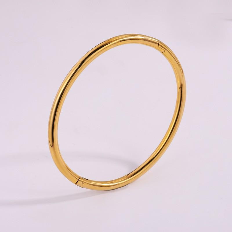 Golden Round Smooth Bracelet Fashion Able and Minimalist Open Mouth Wristband Stainless Steel Bracelet Titanium Steel Bracelet